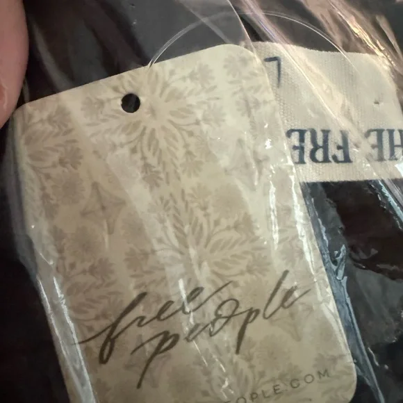 Free People We The Free Hope POINTELLE Henley Charcoal Black Top NWT M L XL - Picture 14 of 15